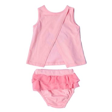 BEBE ΒΑΜΒΑΚΕΡΟ ΣΕΤ ΑΜΑΝΙΚΟ T-SHIRT ΜΕ ΒΡΑΚΑΚΙ ΓΙΑ ΚΟΡΙΤΣΙ DREAMS SWAN ΡΟΖ 13598