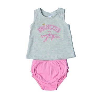 BEBE ΒΑΜΒΑΚΕΡΟ ΣΕΤ ΑΜΑΝΙΚΟ T-SHIRT ΜΕ ΒΡΑΚΑΚΙ ΓΙΑ ΚΟΡΙΤΣΙ DREAMS PRINCESS ΓΚΡΙ 13599