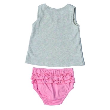 BEBE ΒΑΜΒΑΚΕΡΟ ΣΕΤ ΑΜΑΝΙΚΟ T-SHIRT ΜΕ ΒΡΑΚΑΚΙ ΓΙΑ ΚΟΡΙΤΣΙ DREAMS PRINCESS ΓΚΡΙ 13599