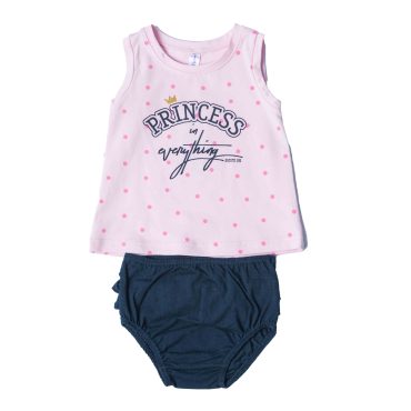 BEBE ΒΑΜΒΑΚΕΡΟ ΣΕΤ ΑΜΑΝΙΚΟ T-SHIRT ΜΕ ΒΡΑΚΑΚΙ ΓΙΑ ΚΟΡΙΤΣΙ DREAMS PRINCESS ΡΟΖ 13599