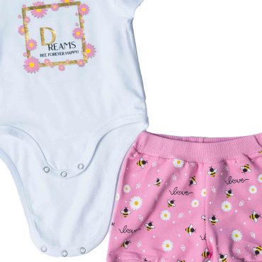 BEBE ΒΑΜΒΑΚΕΡΟ ΣΕΤ ΖΙΠΟΥΝΑΚΙ ΜΕ ΣΟΡΤΣ ΓΙΑ ΚΟΡΙΤΣΙ DREAMS BEE LOVE ΑΣΠΡΟ 13600