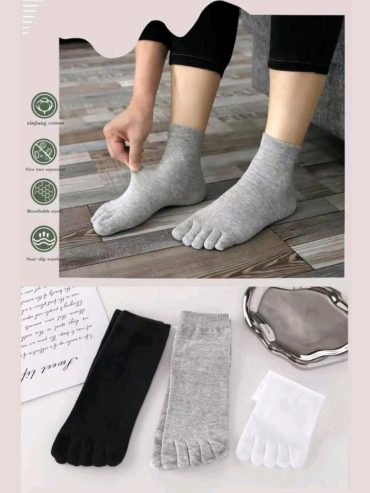 Κάλτσες Βαμβακερές με Δάχτυλα Toe Socks Μονόχρωμες 3 Ζευγάρια Q&Y