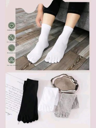 Κάλτσες Βαμβακερές με Δάχτυλα Toe Socks Μονόχρωμες 3 Ζευγάρια Q&Y