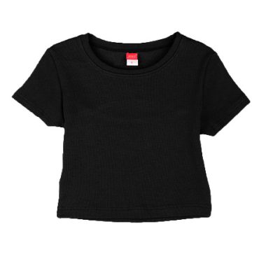 ΒΑΜΒΑΚΕΡΟ ΚΟΝΤΟΜΑΝΙΚΟ T-SHIRT CROP ΓΙΑ ΚΟΡΙΤΣΙ JOYCE SIMPLE RIB ΜΑΥΡΟ 2413516