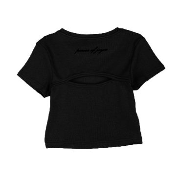 ΒΑΜΒΑΚΕΡΟ ΚΟΝΤΟΜΑΝΙΚΟ T-SHIRT CROP ΓΙΑ ΚΟΡΙΤΣΙ JOYCE SIMPLE RIB ΜΑΥΡΟ 2413516