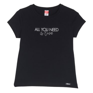 ΒΑΜΒΑΚΕΡΟ ΚΟΝΤΟΜΑΝΙΚΟ T-SHIRT ΓΙΑ ΚΟΡΙΤΣΙ JOYCE ALL YOU NEED ΜΑΥΡΟ 2513504