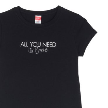 ΒΑΜΒΑΚΕΡΟ ΚΟΝΤΟΜΑΝΙΚΟ T-SHIRT ΓΙΑ ΚΟΡΙΤΣΙ JOYCE ALL YOU NEED ΜΑΥΡΟ 2513504