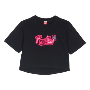 ΒΑΜΒΑΚΕΡΟ ΚΟΝΤΟΜΑΝΙΚΟ T-SHIRT CROP ΓΙΑ ΚΟΡΙΤΣΙ JOYCE PRETTY BEDAZZLE ΜΑΥΡΟ 2513507