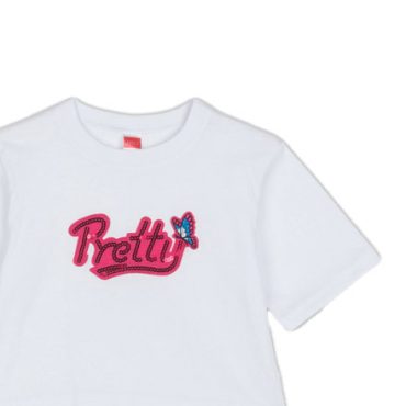 ΒΑΜΒΑΚΕΡΟ ΚΟΝΤΟΜΑΝΙΚΟ T-SHIRT CROP ΓΙΑ ΚΟΡΙΤΣΙ JOYCE PRETTY BEDAZZLE ΑΣΠΡΟ 2513507