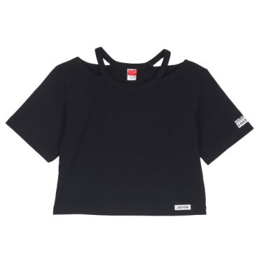 ΒΑΜΒΑΚΕΡΟ ΚΟΝΤΟΜΑΝΙΚΟ T-SHIRT CROP ΓΙΑ ΚΟΡΙΤΣΙ JOYCE UNLIMITED ENERGY ΜΑΥΡΟ 2513508
