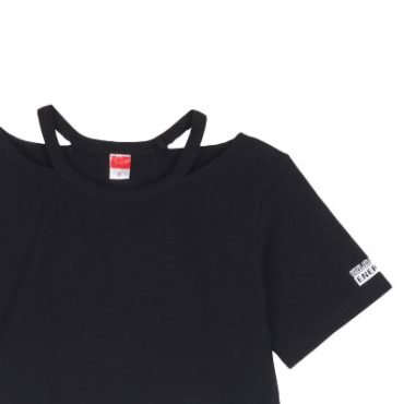 ΒΑΜΒΑΚΕΡΟ ΚΟΝΤΟΜΑΝΙΚΟ T-SHIRT CROP ΓΙΑ ΚΟΡΙΤΣΙ JOYCE UNLIMITED ENERGY ΜΑΥΡΟ 2513508