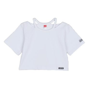 ΒΑΜΒΑΚΕΡΟ ΚΟΝΤΟΜΑΝΙΚΟ T-SHIRT CROP ΓΙΑ ΚΟΡΙΤΣΙ JOYCE UNLIMITED ENERGY ΑΣΠΡΟ 2513508