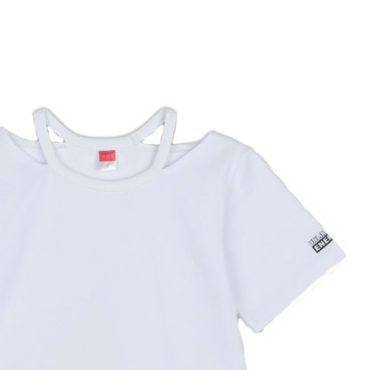 ΒΑΜΒΑΚΕΡΟ ΚΟΝΤΟΜΑΝΙΚΟ T-SHIRT CROP ΓΙΑ ΚΟΡΙΤΣΙ JOYCE UNLIMITED ENERGY ΑΣΠΡΟ 2513508
