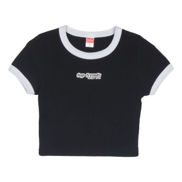 ΒΑΜΒΑΚΕΡΟ ΚΟΝΤΟΜΑΝΙΚΟ T-SHIRT CROP ΓΙΑ ΚΟΡΙΤΣΙ JOYCE TOP TRENDS ΜΑΥΡΟ 2513511
