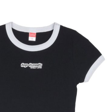 ΒΑΜΒΑΚΕΡΟ ΚΟΝΤΟΜΑΝΙΚΟ T-SHIRT CROP ΓΙΑ ΚΟΡΙΤΣΙ JOYCE TOP TRENDS ΜΑΥΡΟ 2513511