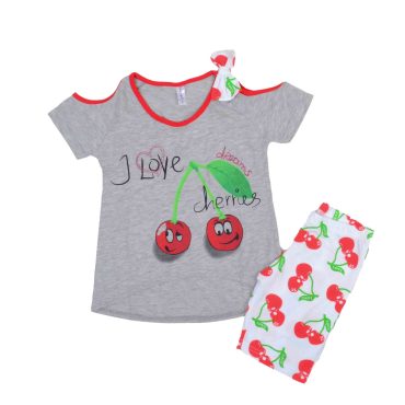ΒΑΜΒΑΚΕΡΟ ΣΕΤ ΠΙΤΖΑΜΕΣ ΜΕ ΣΟΡΤΣ DREAMS CHERRIES ΓΚΡΙ 14405
